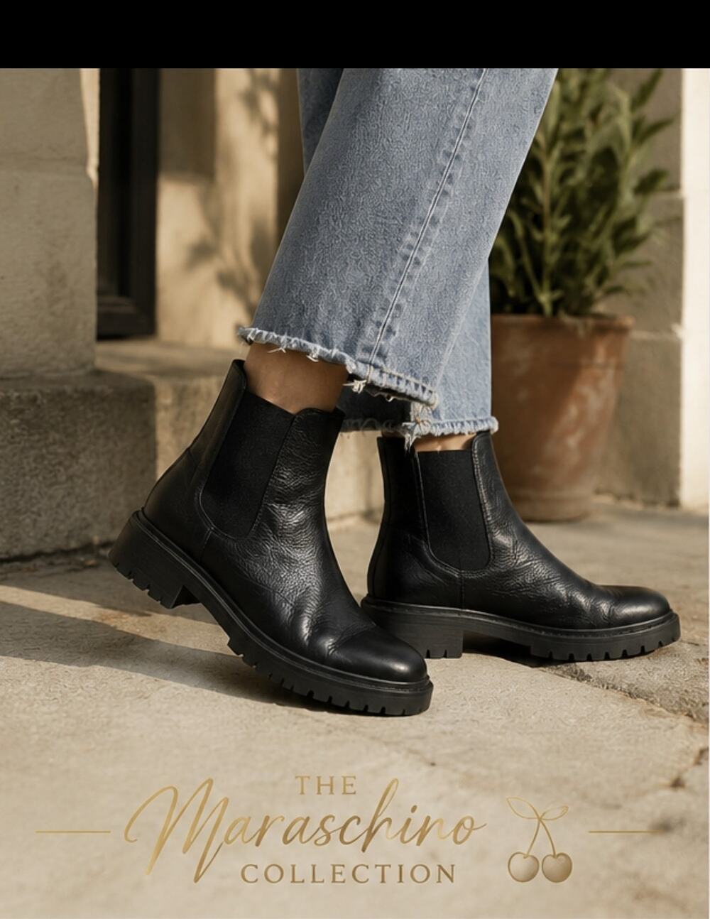 Lucky Brand Black Leather Chunky Lug Sole Chelsea Boots Grunge Street Moto 8.5